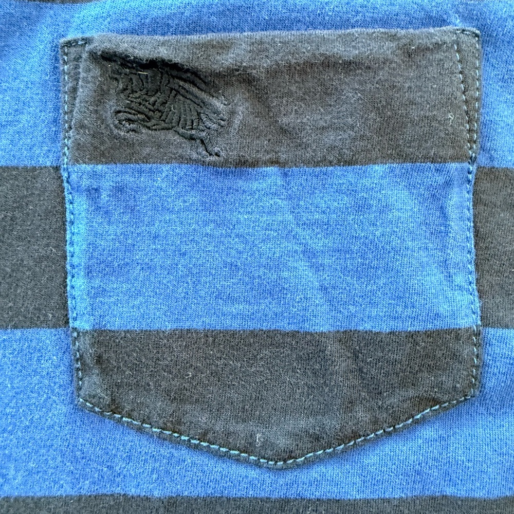 Burberry Brit Navy and Royal Blue Striped Shirt Tee XL - Picture 2 of 10